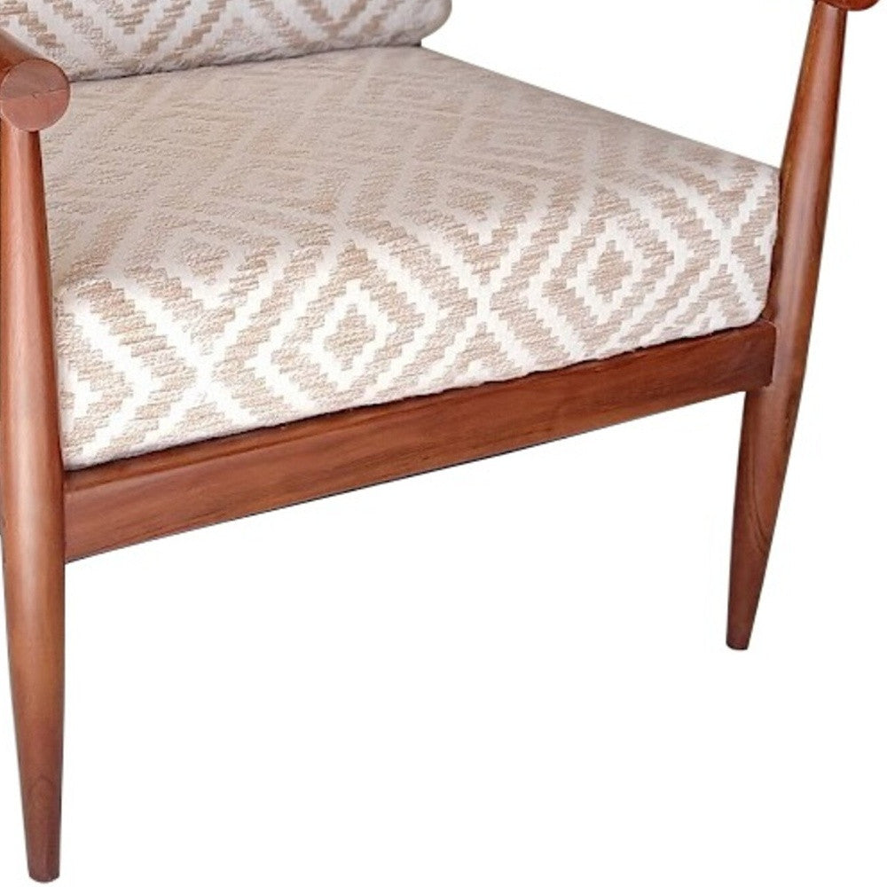 31" Beige and Brown Coastal Armchair