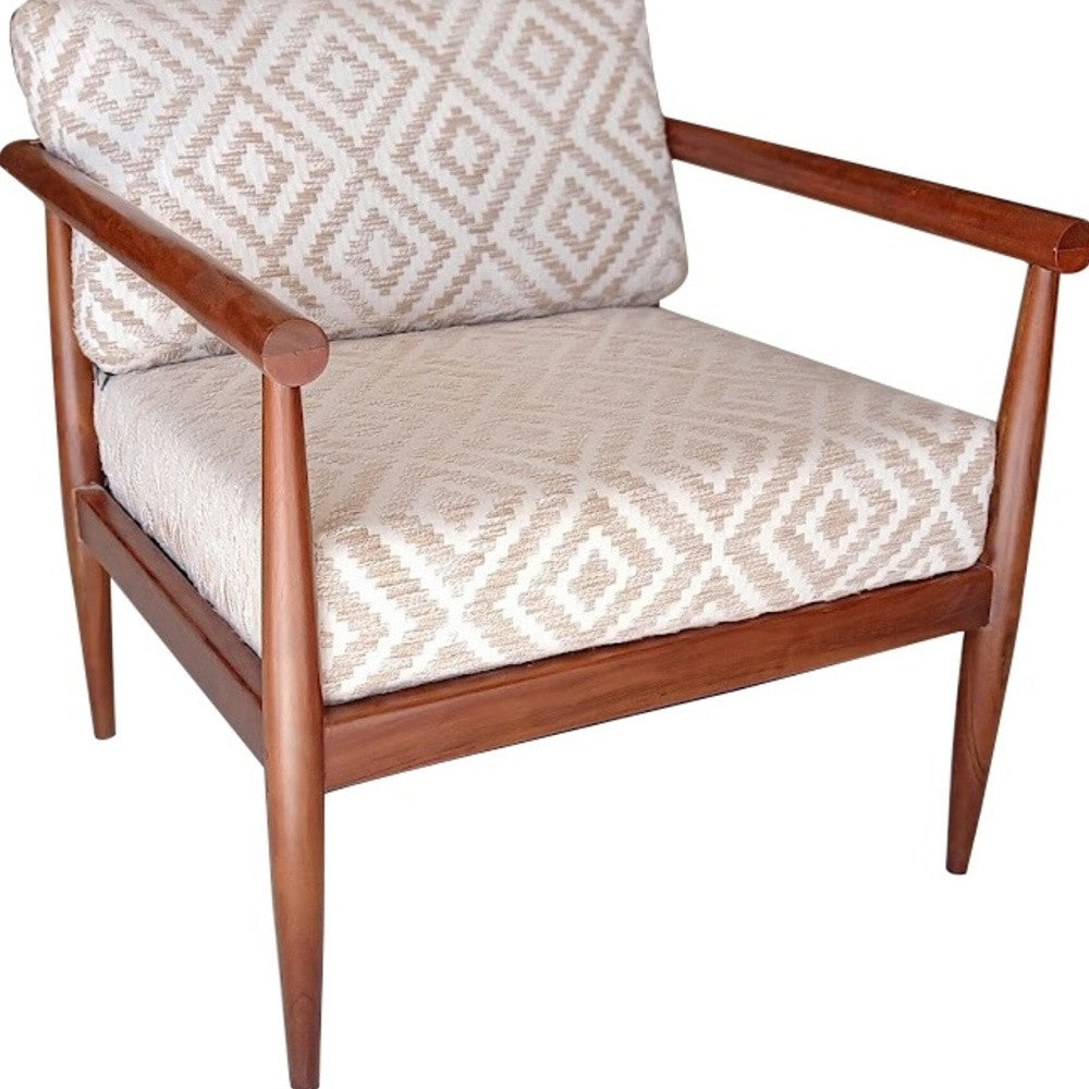 31" Beige and Brown Coastal Armchair