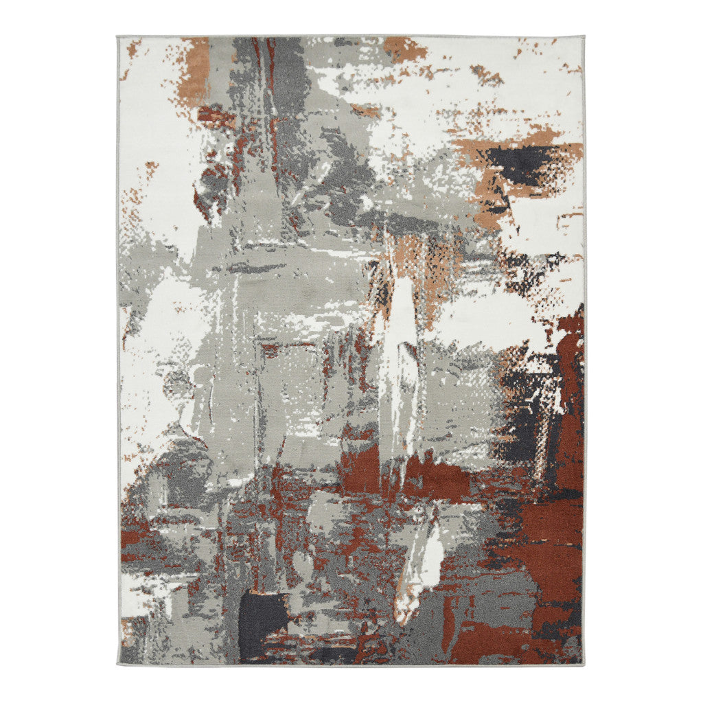 Rust Abstract Area Rug