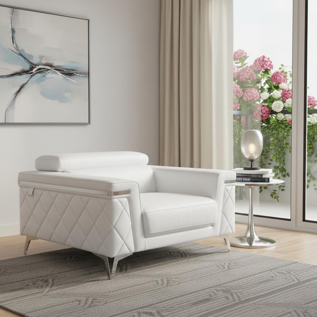 42" Leather Diamond Tufted Club Chair