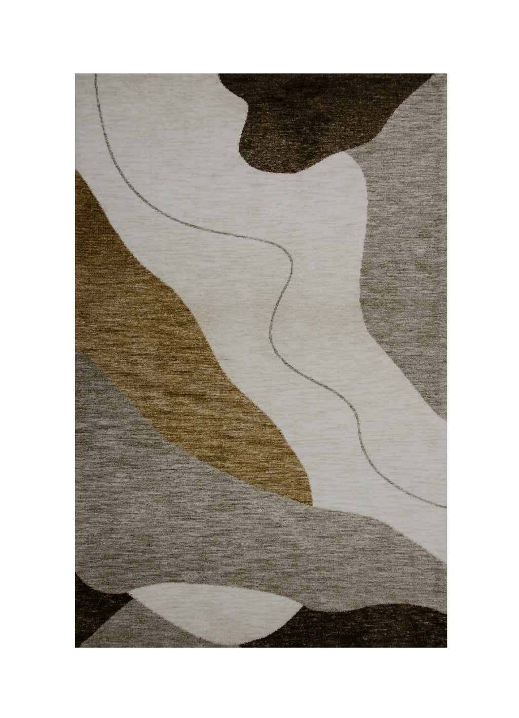 Brown, Beige and White Retro Abstract Rug