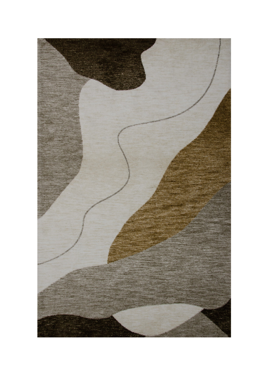 Brown, Beige and White Retro Abstract Rug