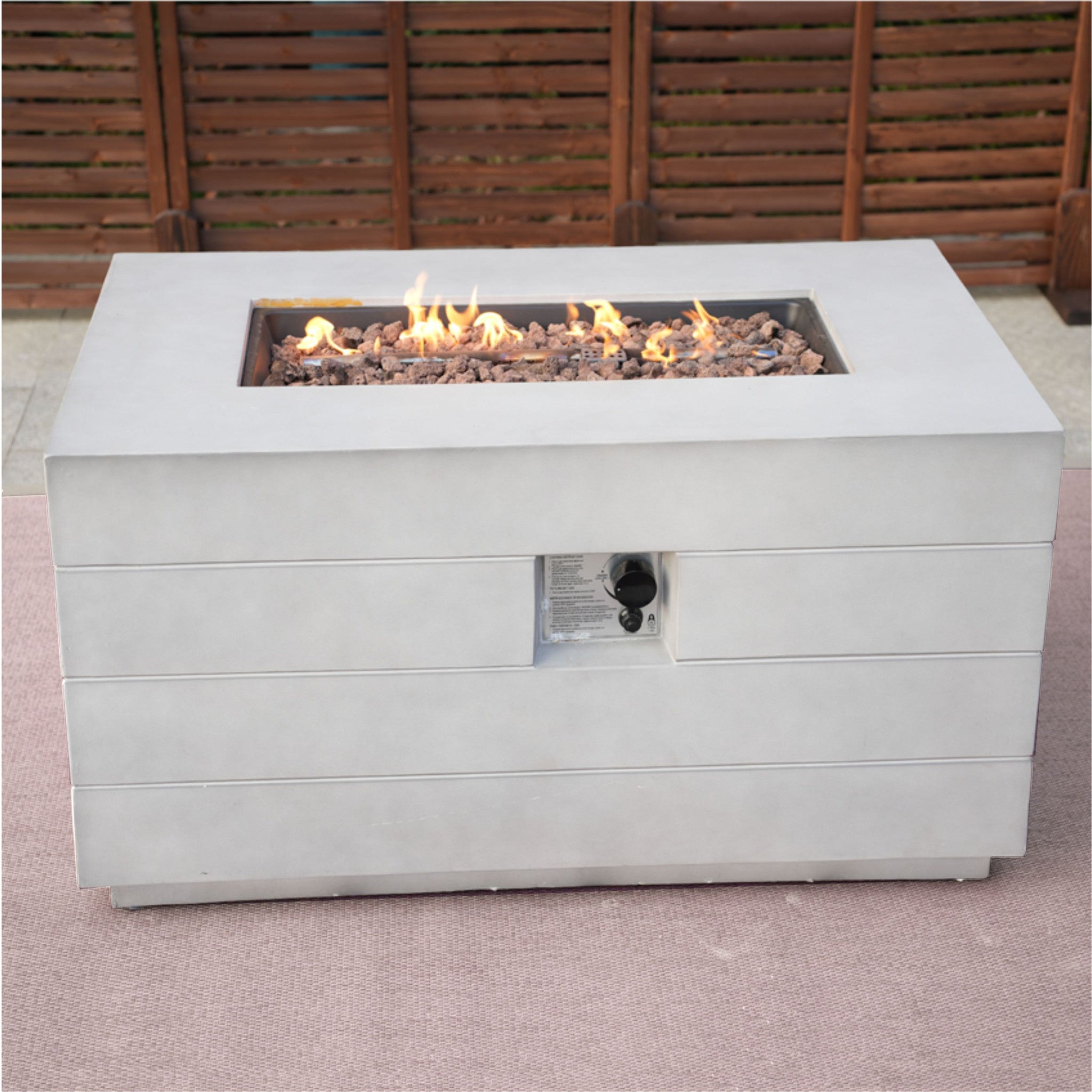 42" Gray Metal Rectangle Fire Pit