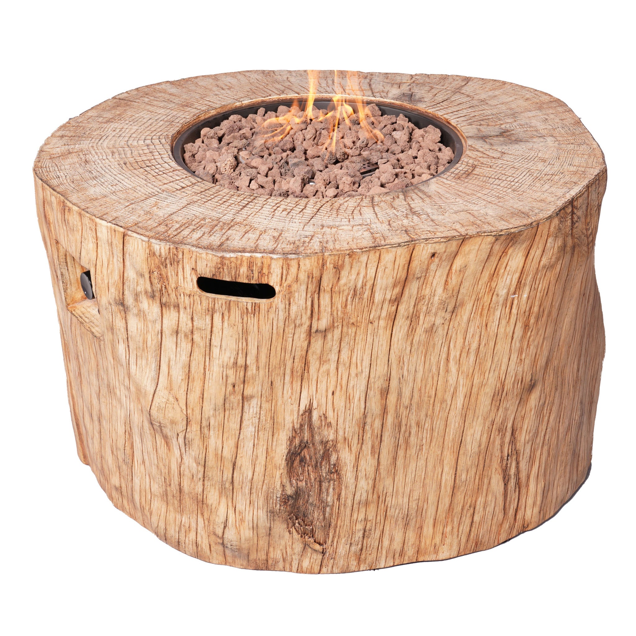 37" Brown Round Faux Wood Fire Pit