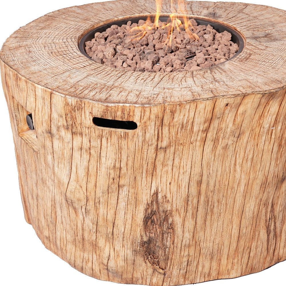 37" Brown Round Faux Wood Fire Pit