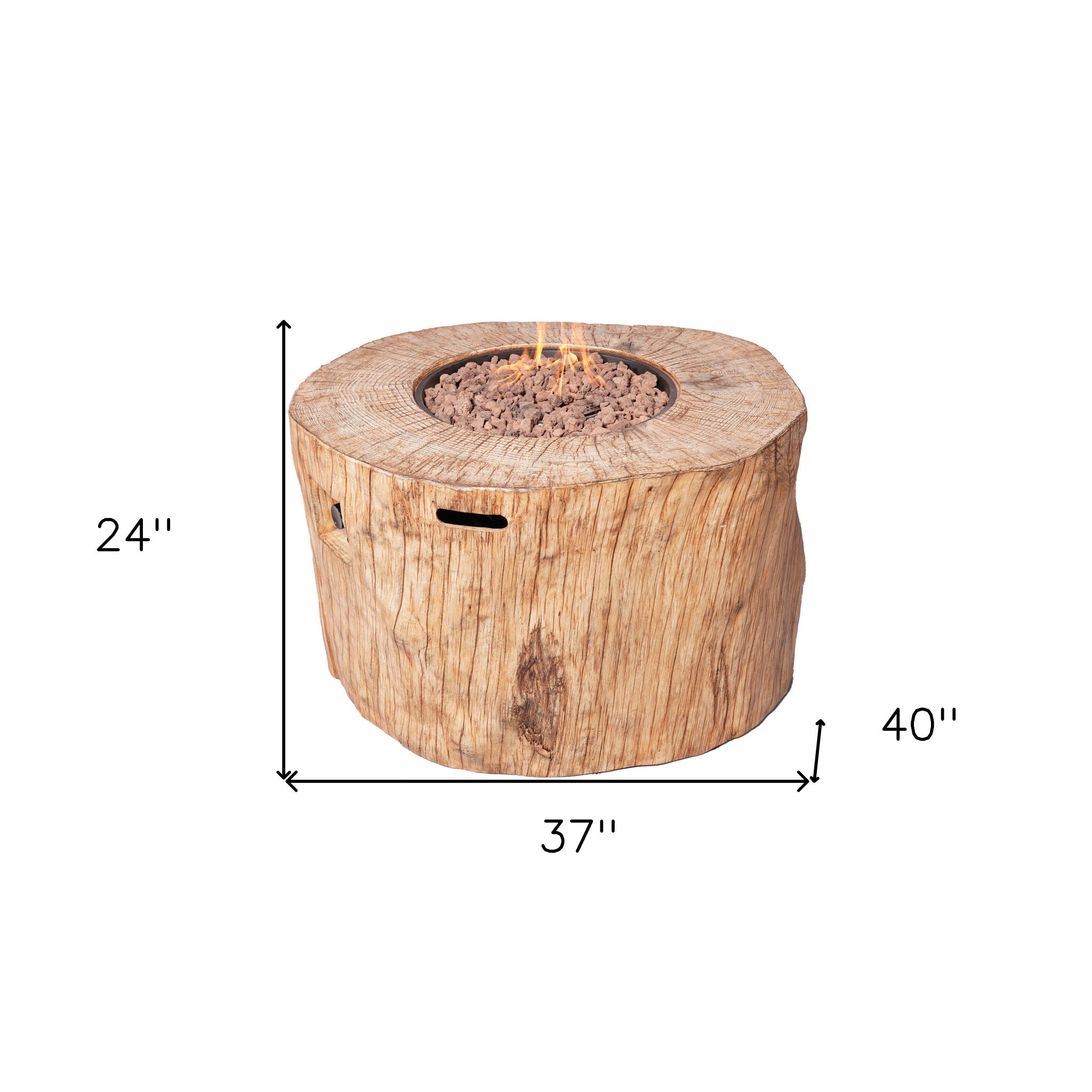 37" Brown Round Faux Wood Fire Pit