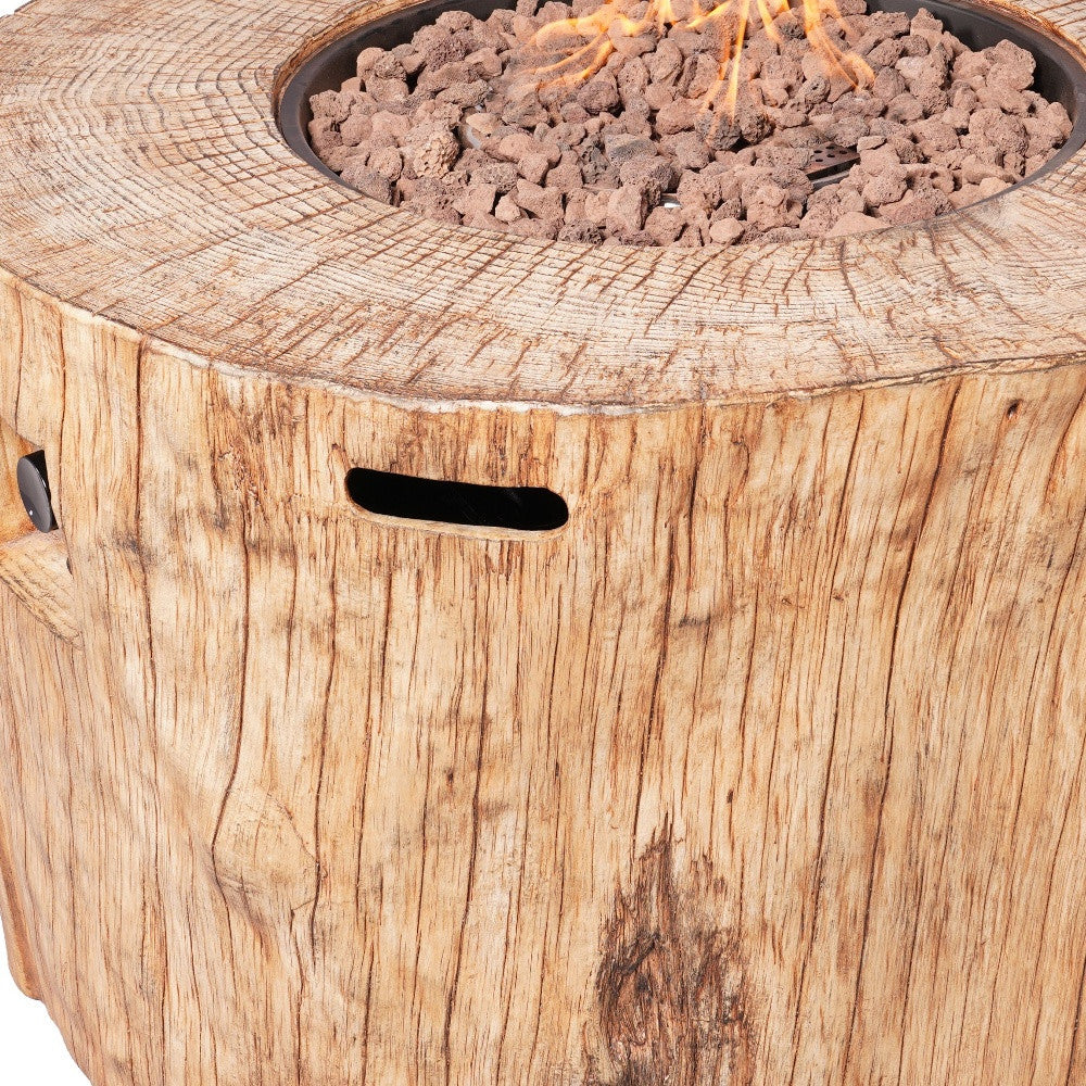 37" Brown Round Faux Wood Fire Pit