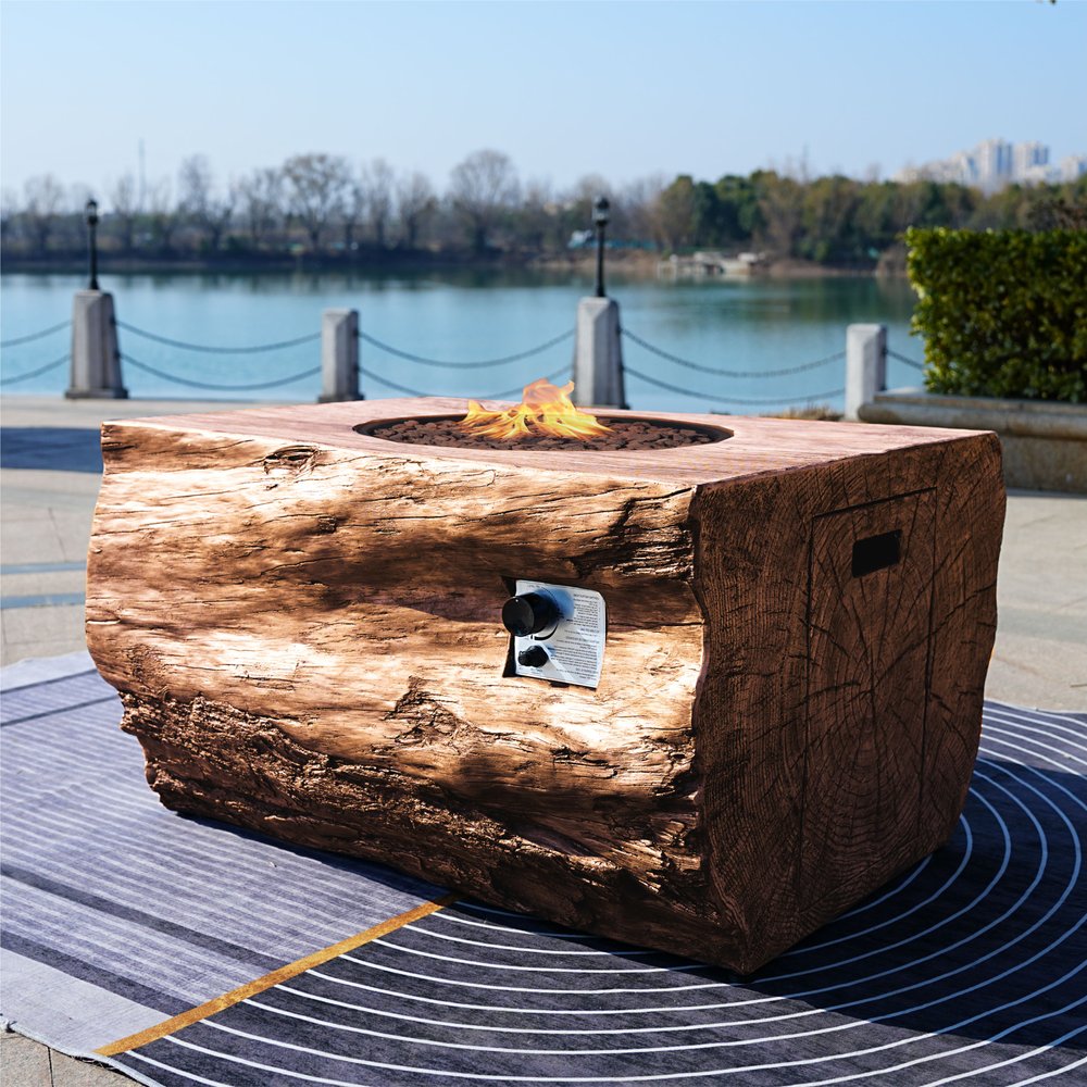 50000 BTU 40" Faux Wood Natural Gas Fire Pit