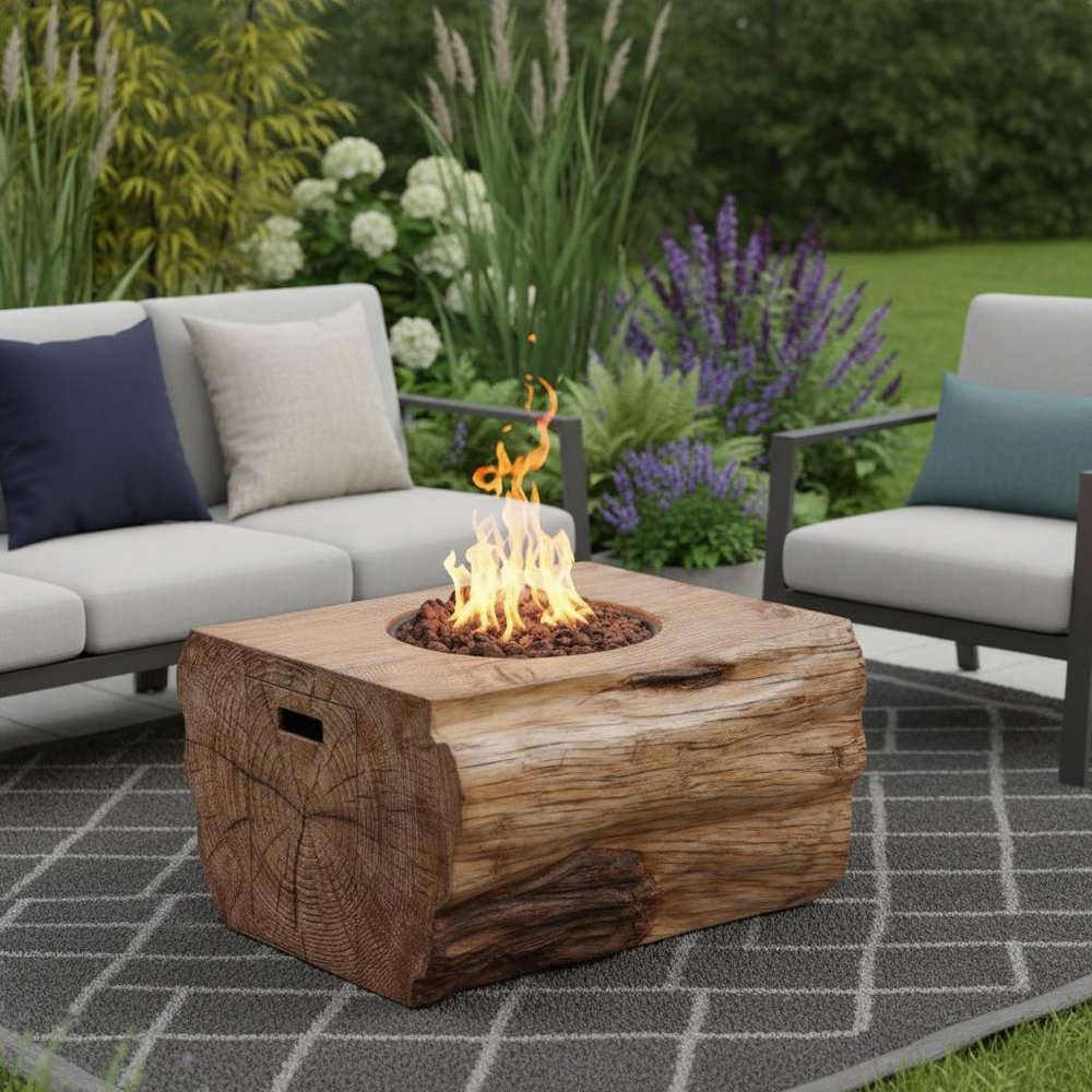 50000 BTU 40" Faux Wood Natural Gas Fire Pit