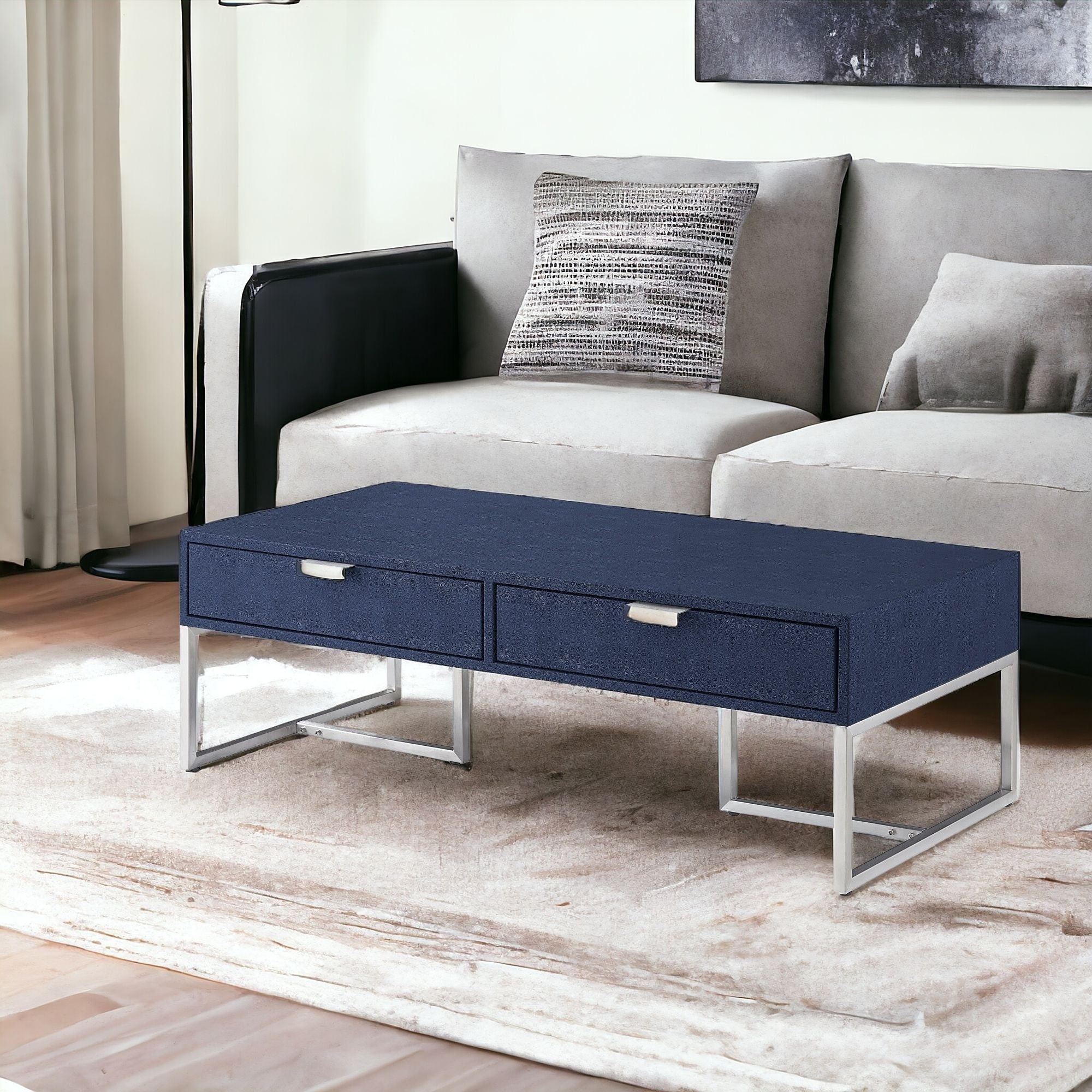 46" Modern 2 Drawer Coffee Table