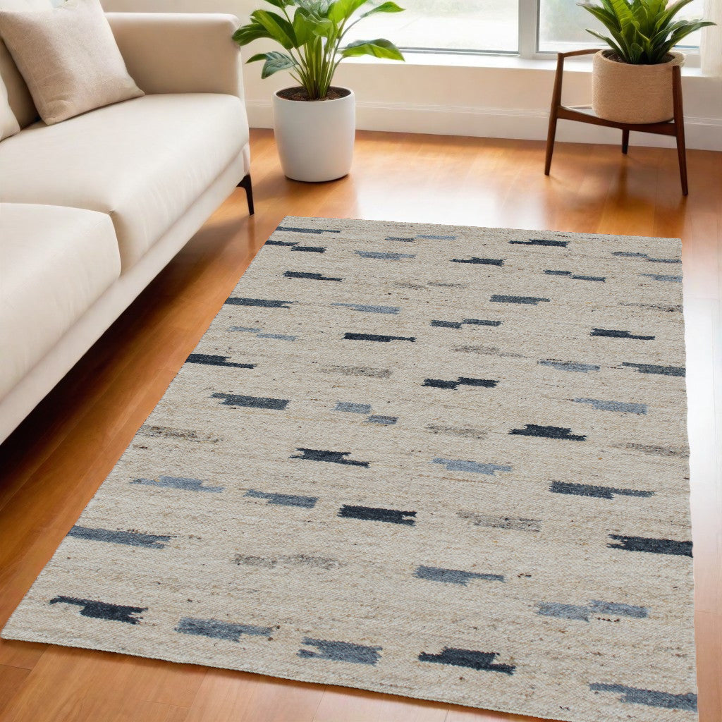 Blue and Gray Segment Lines Rug