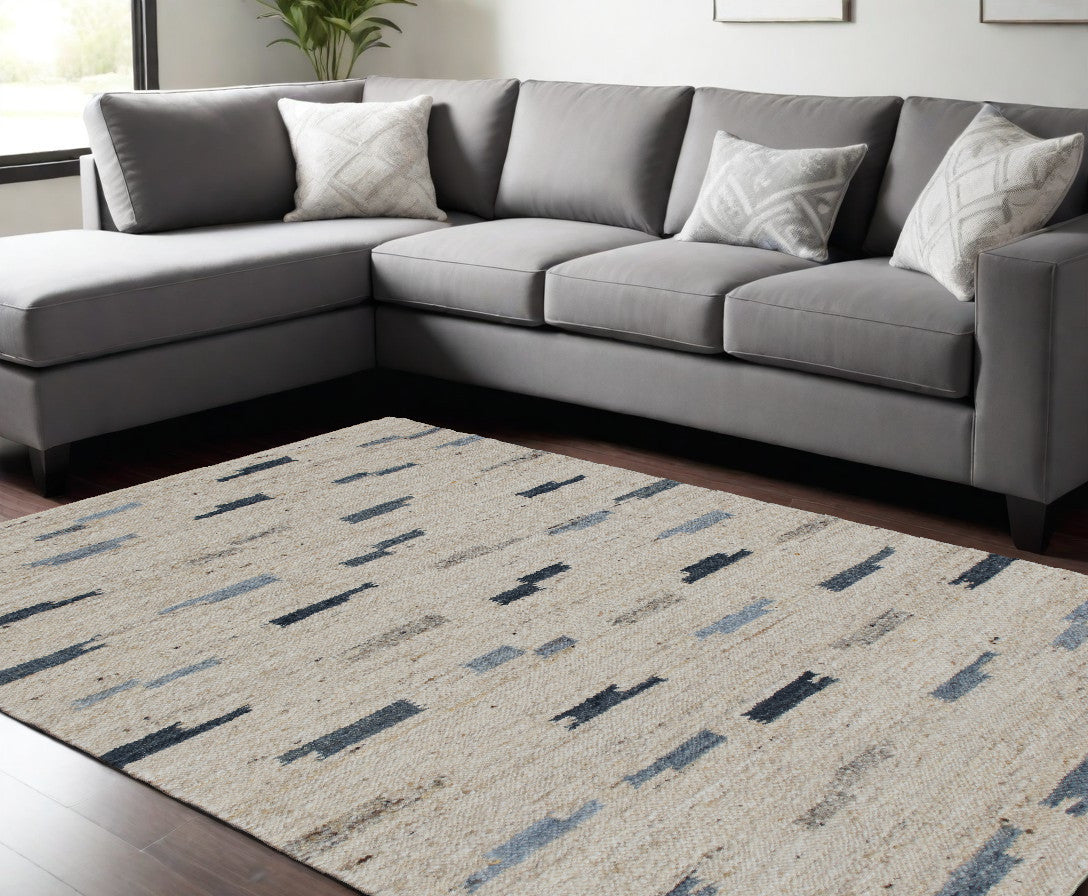 Blue and Gray Segment Lines Rug