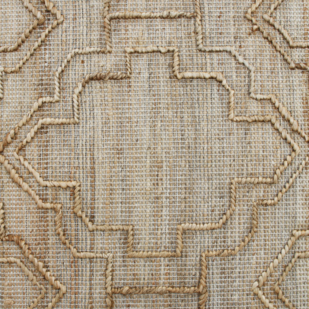 Brown and Beige Moroccan Print Jute Area Rug