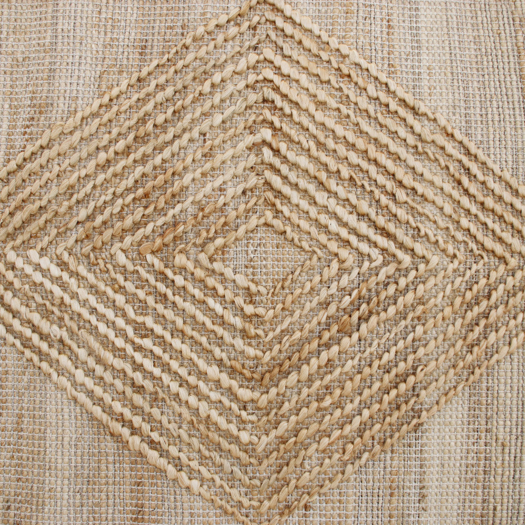 Beige and Brown Diamond Jute and Cotton Area Rug