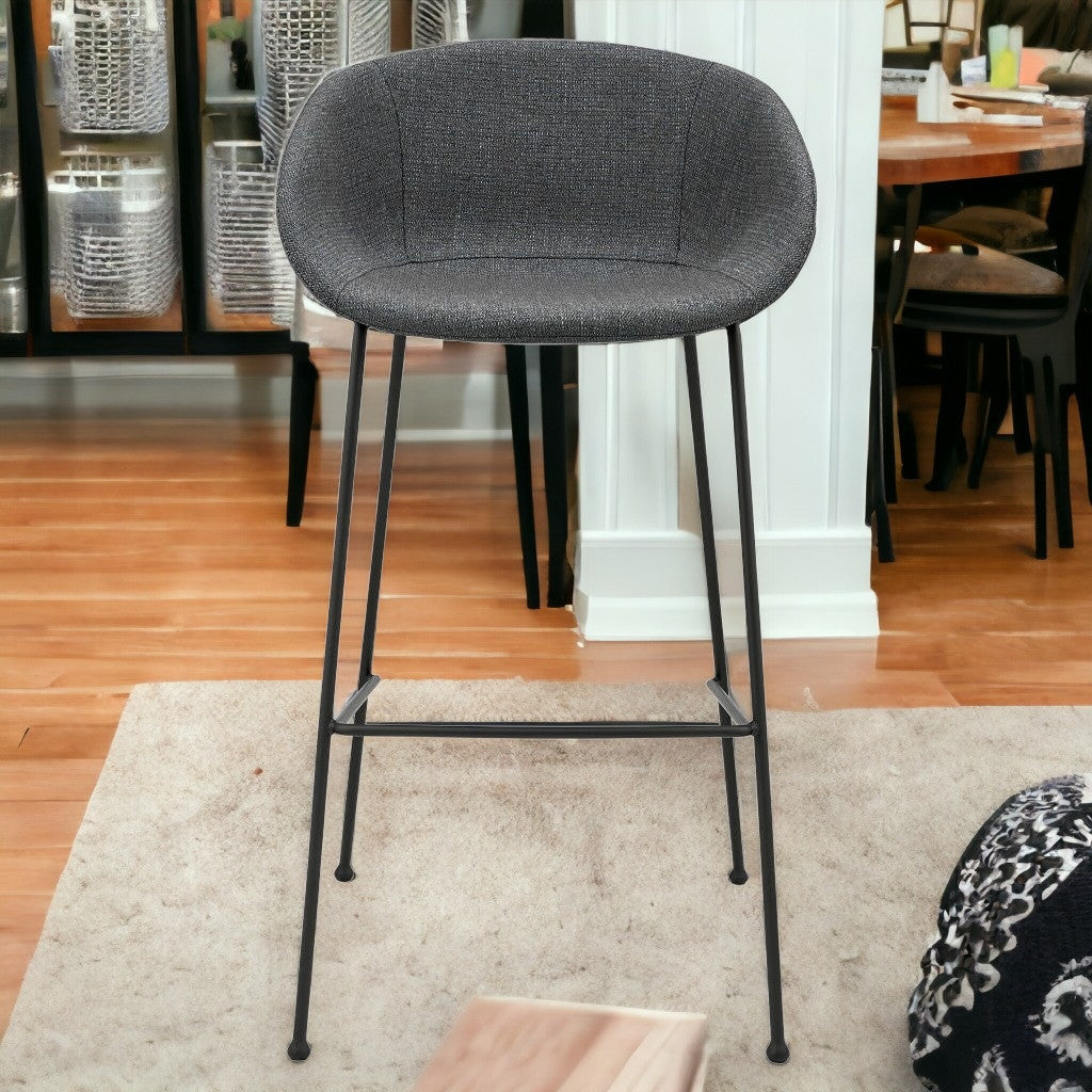 39" Set of Two Gray and Black Low Back Dining Bar Chairs