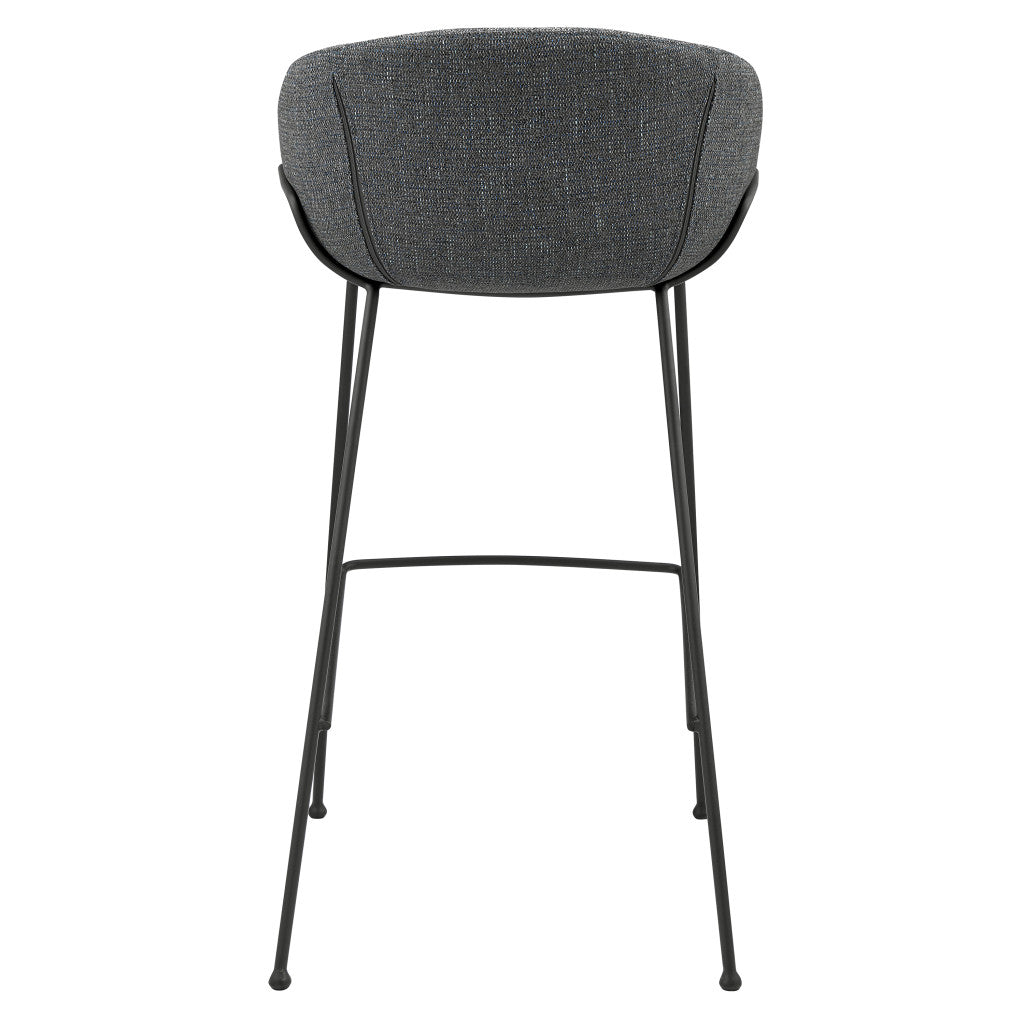 39" Set of Two Gray and Black Low Back Dining Bar Chairs