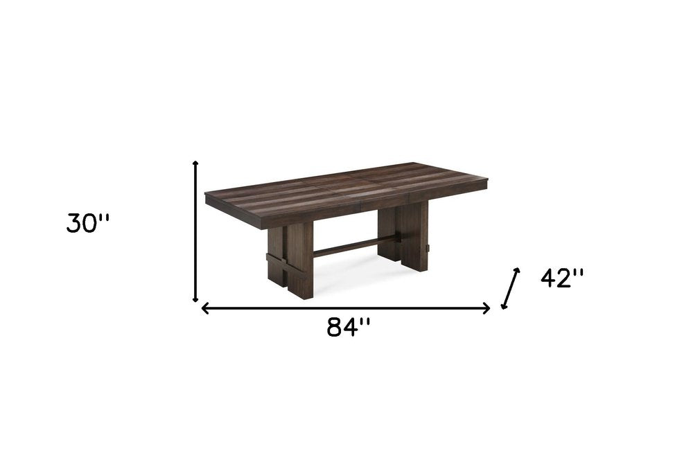 84" Dark Brown Wood Extendable Trestle Dining Table