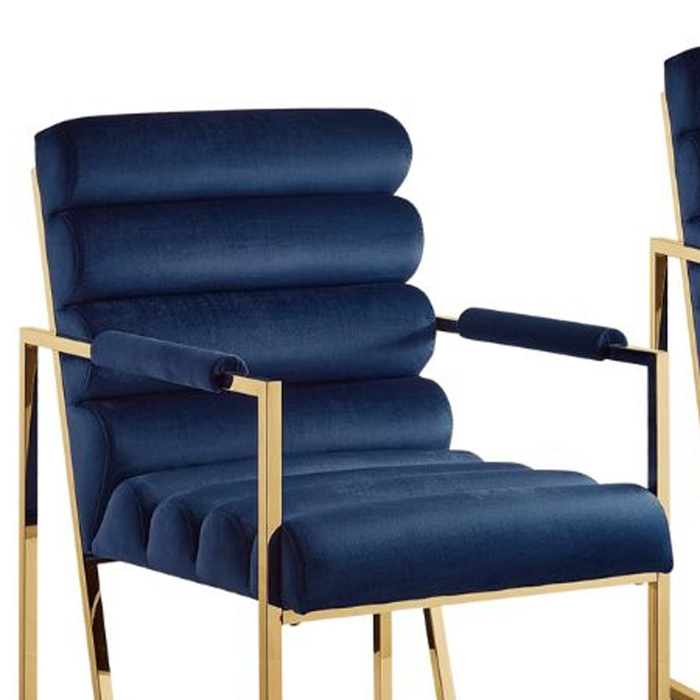 28" Set of Two Velvet Tufted Rolls Dining Chairs