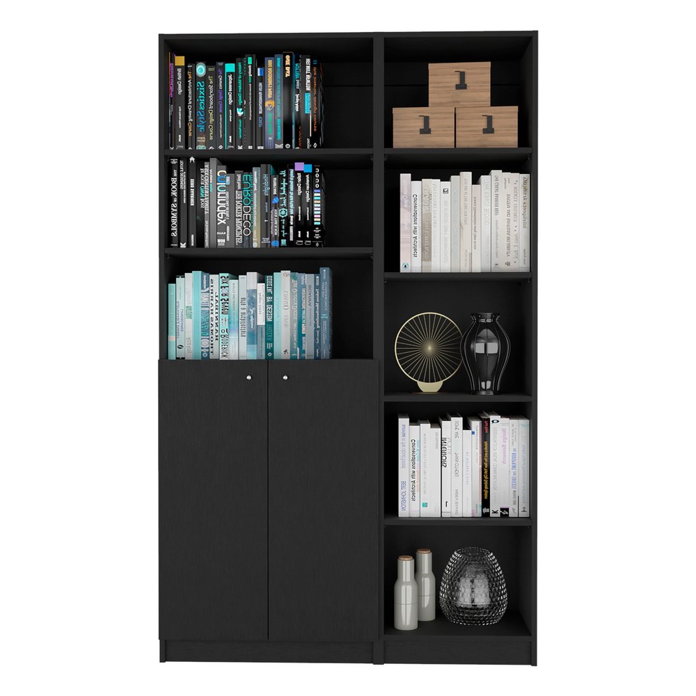 71" Black Five Tier Bookcase