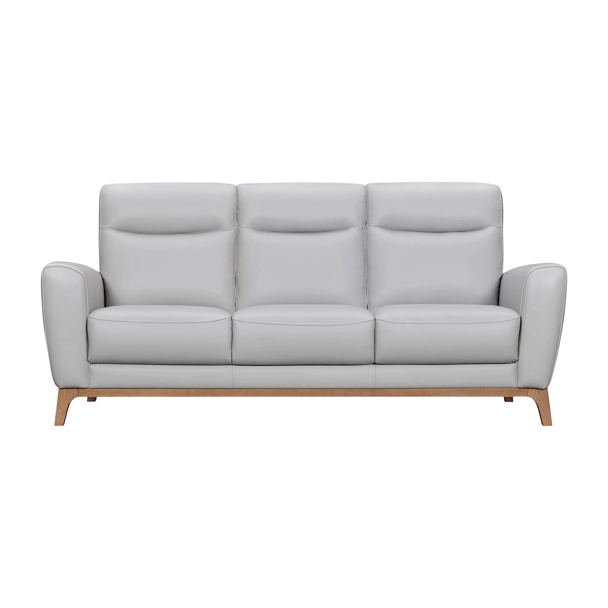 83" Retro Leather and Wood Sofa