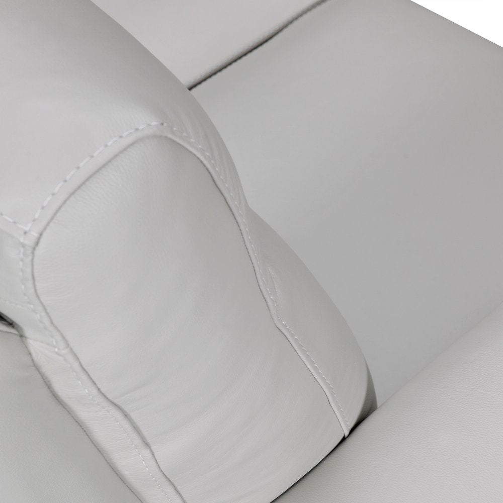 83" Gray Leather Track-Arm Sofa