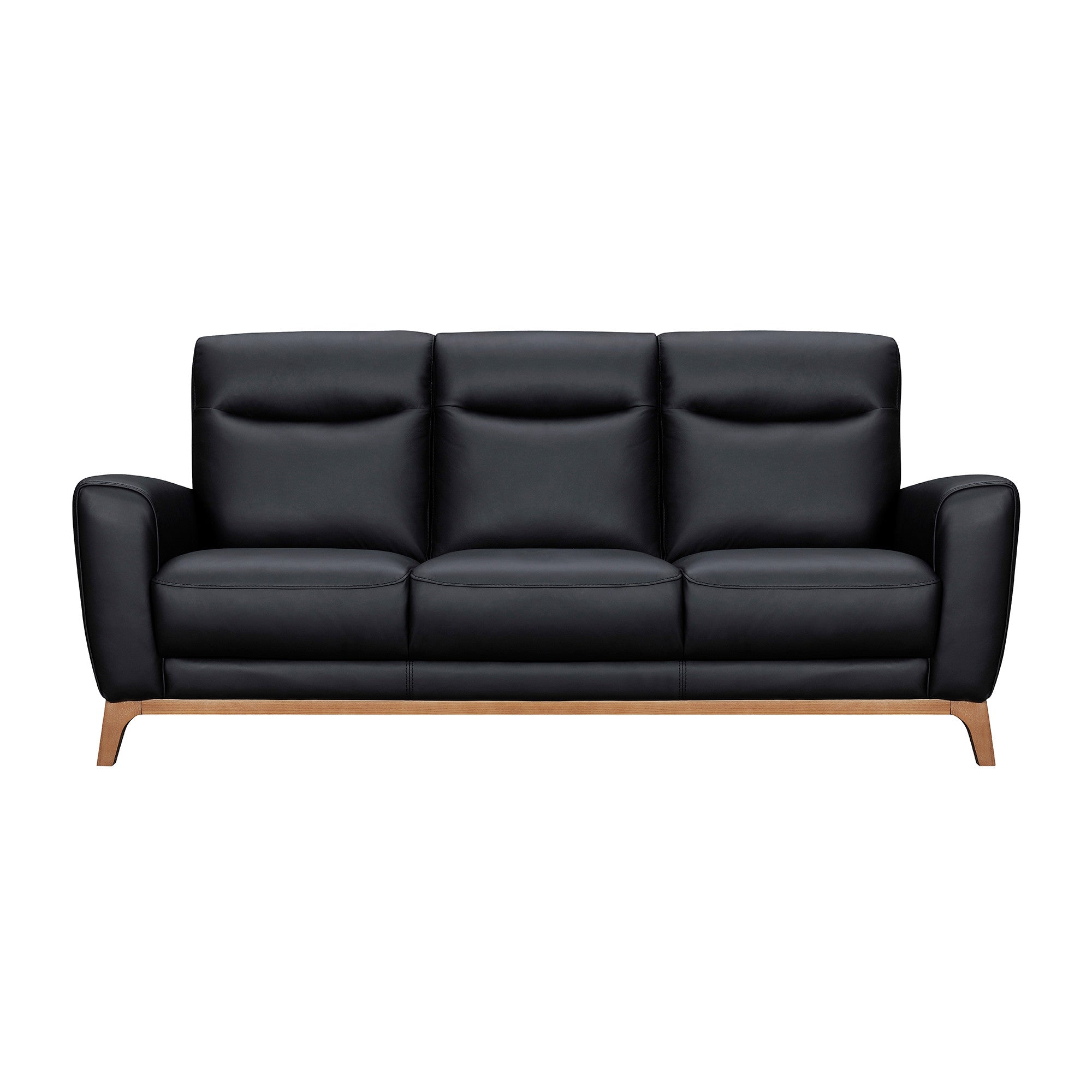 83" Retro Leather and Wood Sofa