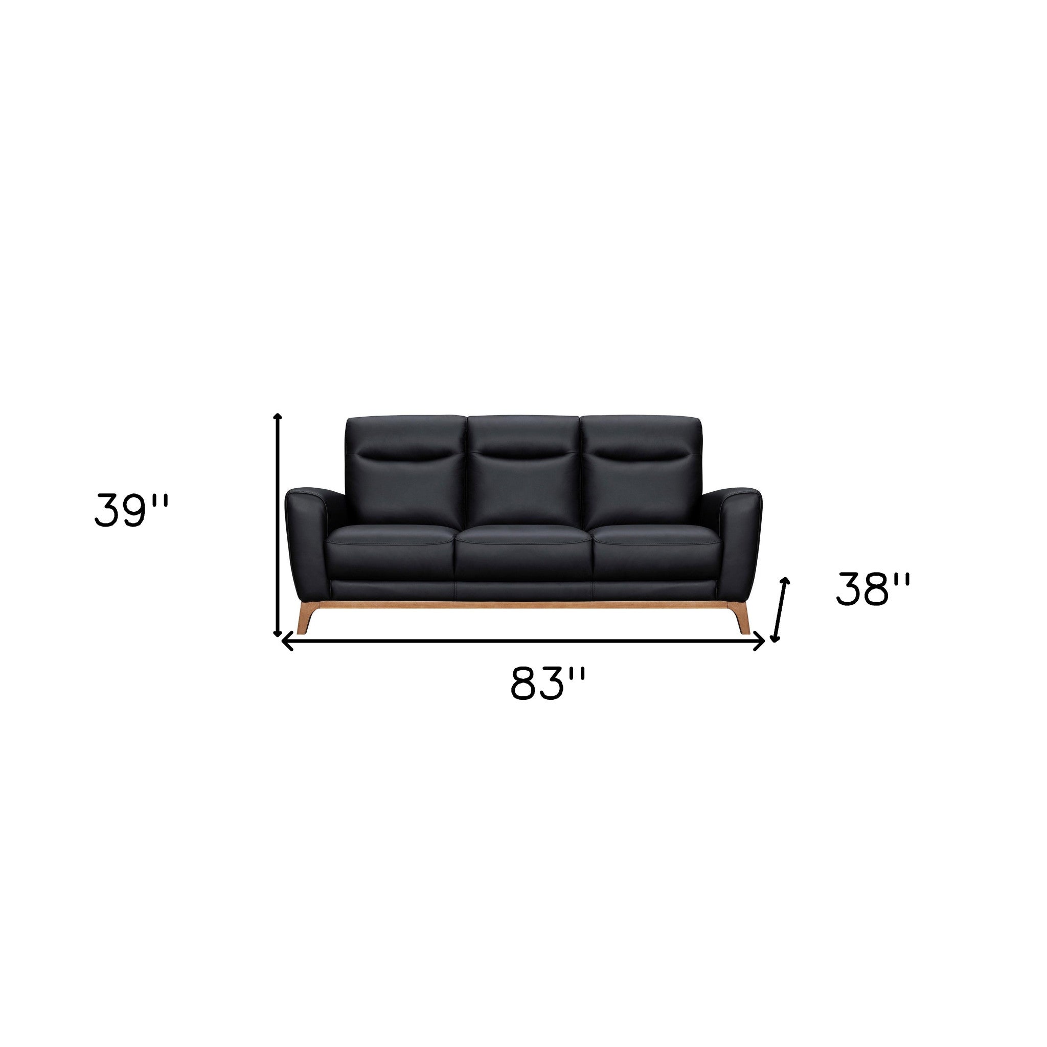 83" Retro Leather and Wood Sofa