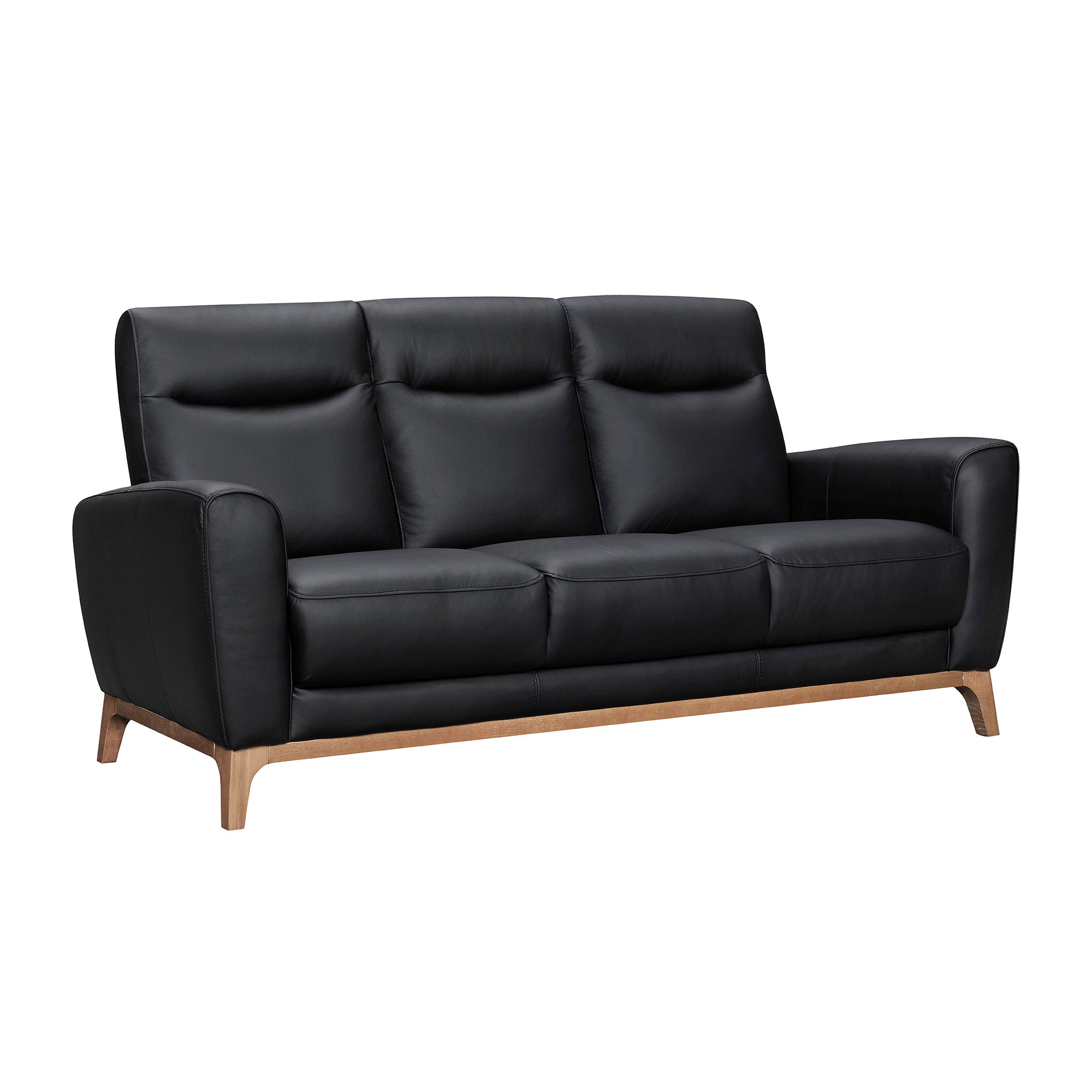 83" Retro Leather and Wood Sofa