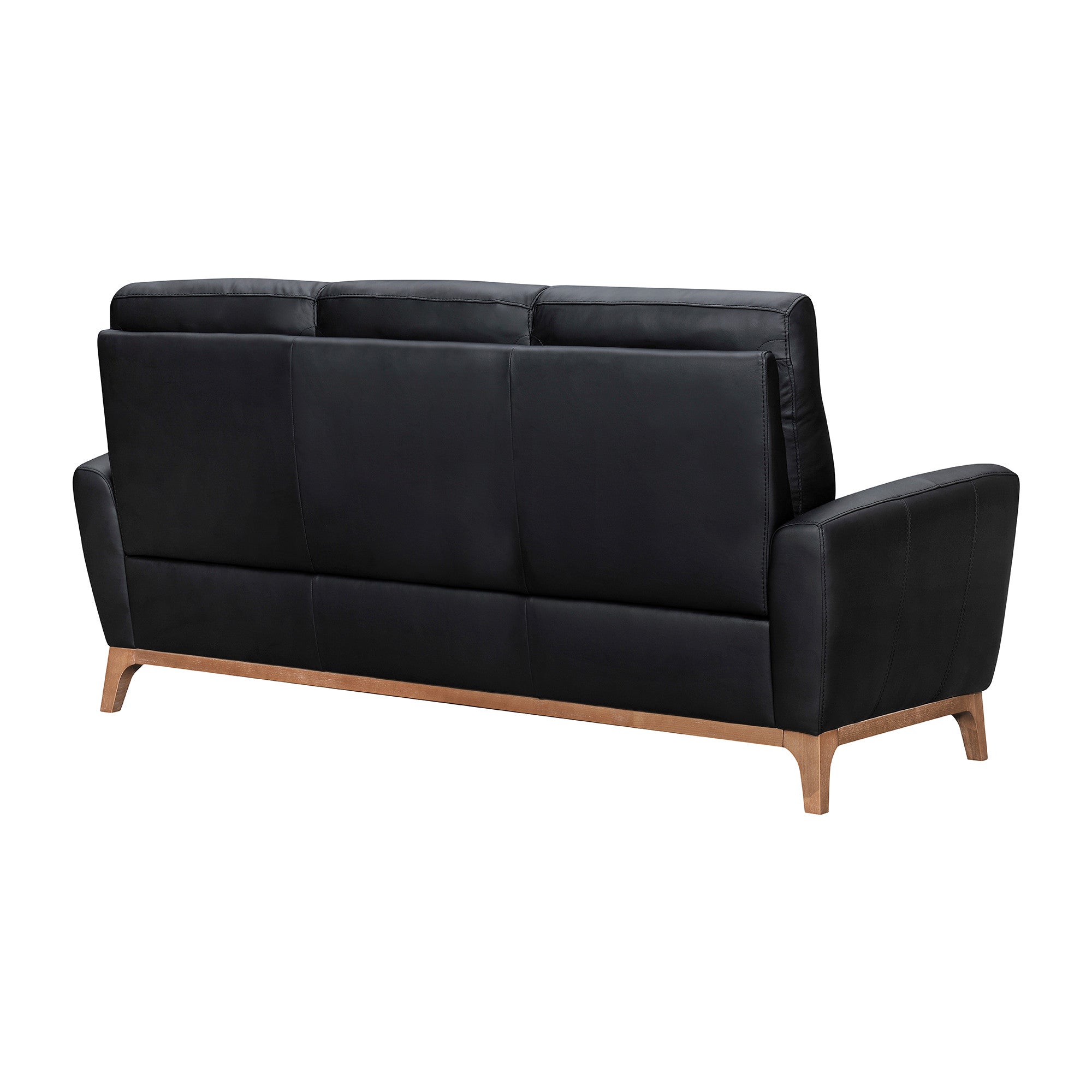 83" Retro Leather and Wood Sofa