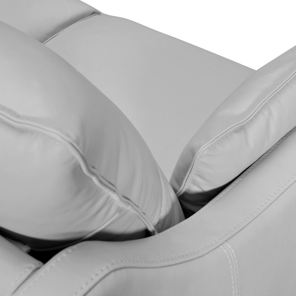 87" Leather Slope Arm Sofa with Toss Pillows
