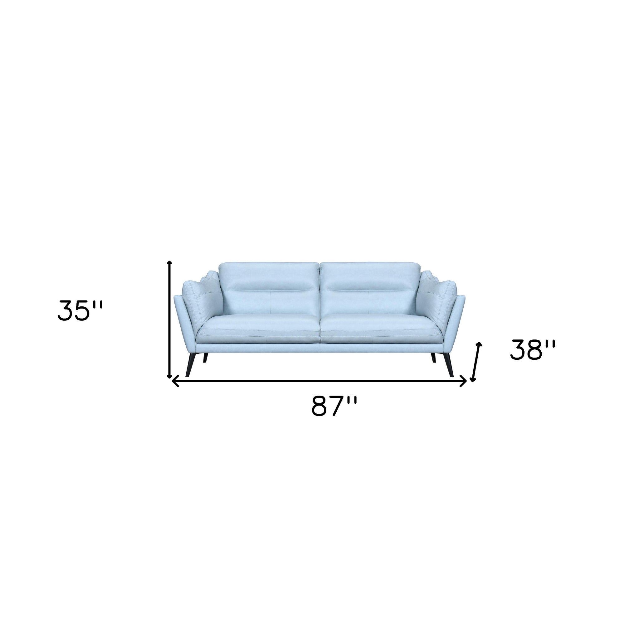 87" Flared Arm Leather Sofa