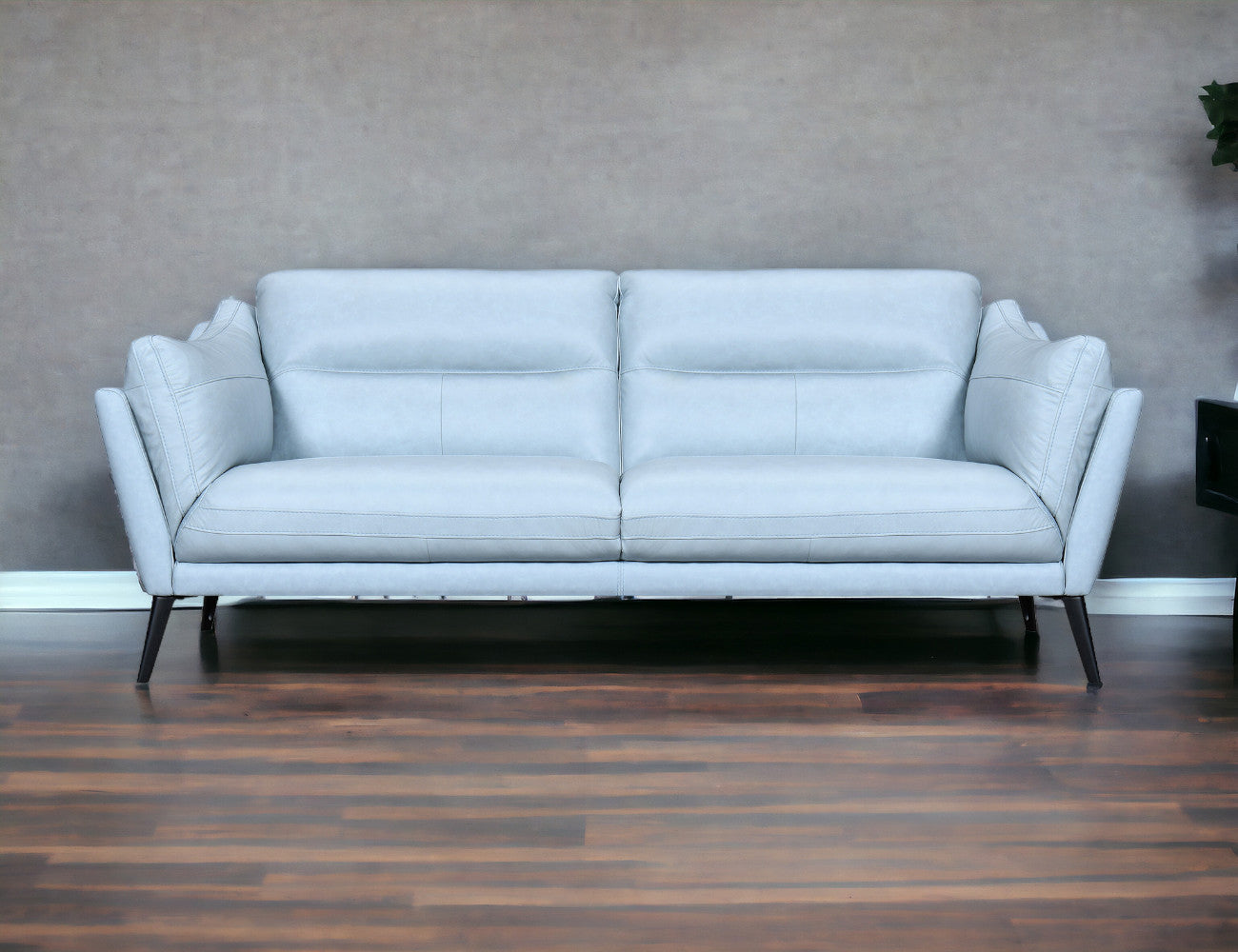 87" Flared Arm Leather Sofa