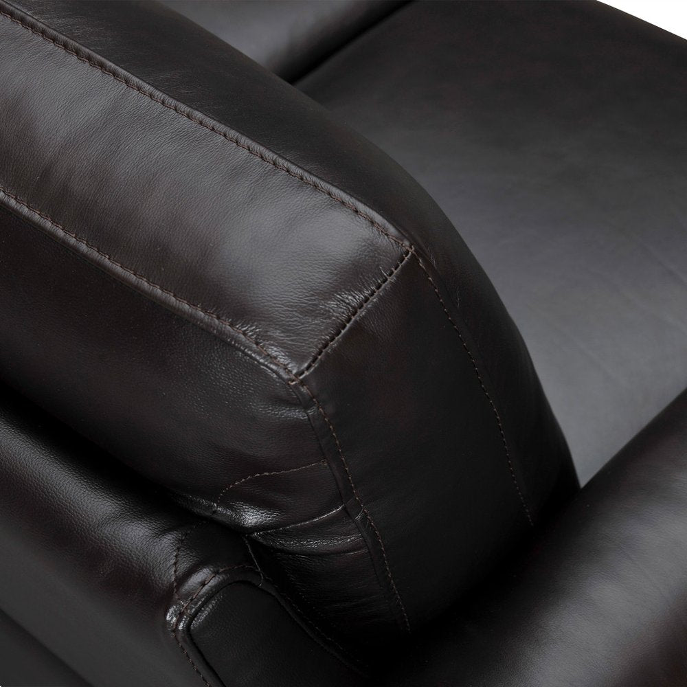 82" Black Blind Tuft Leather Sofa
