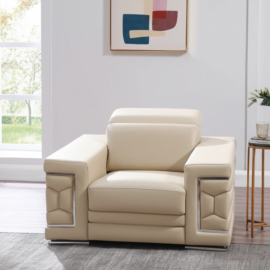 47" Geometric Leather Club Chair