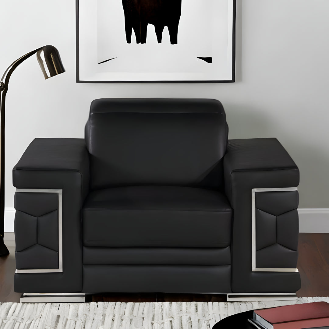 47" Geometric Leather Club Chair