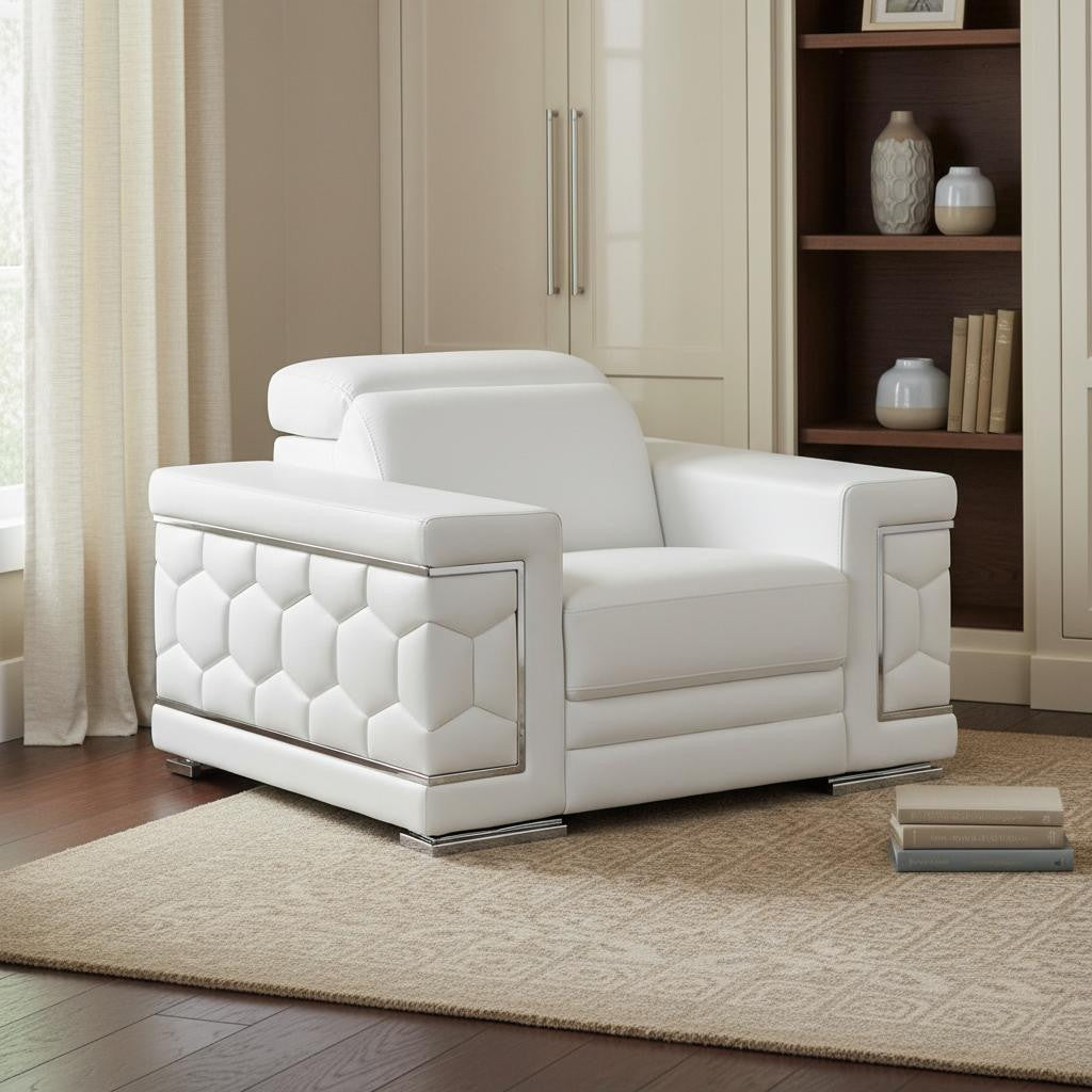 47" Geometric Leather Club Chair