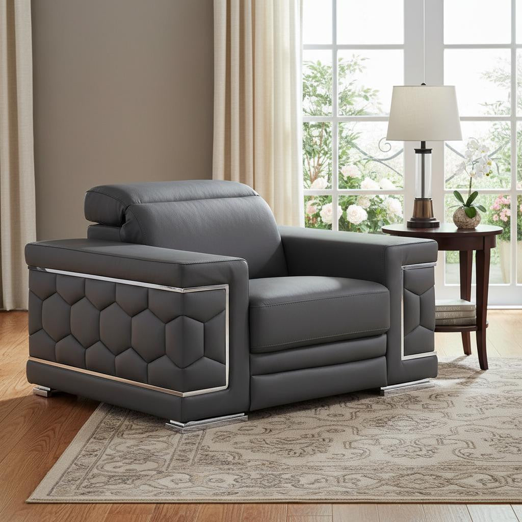 47" Geometric Leather Club Chair