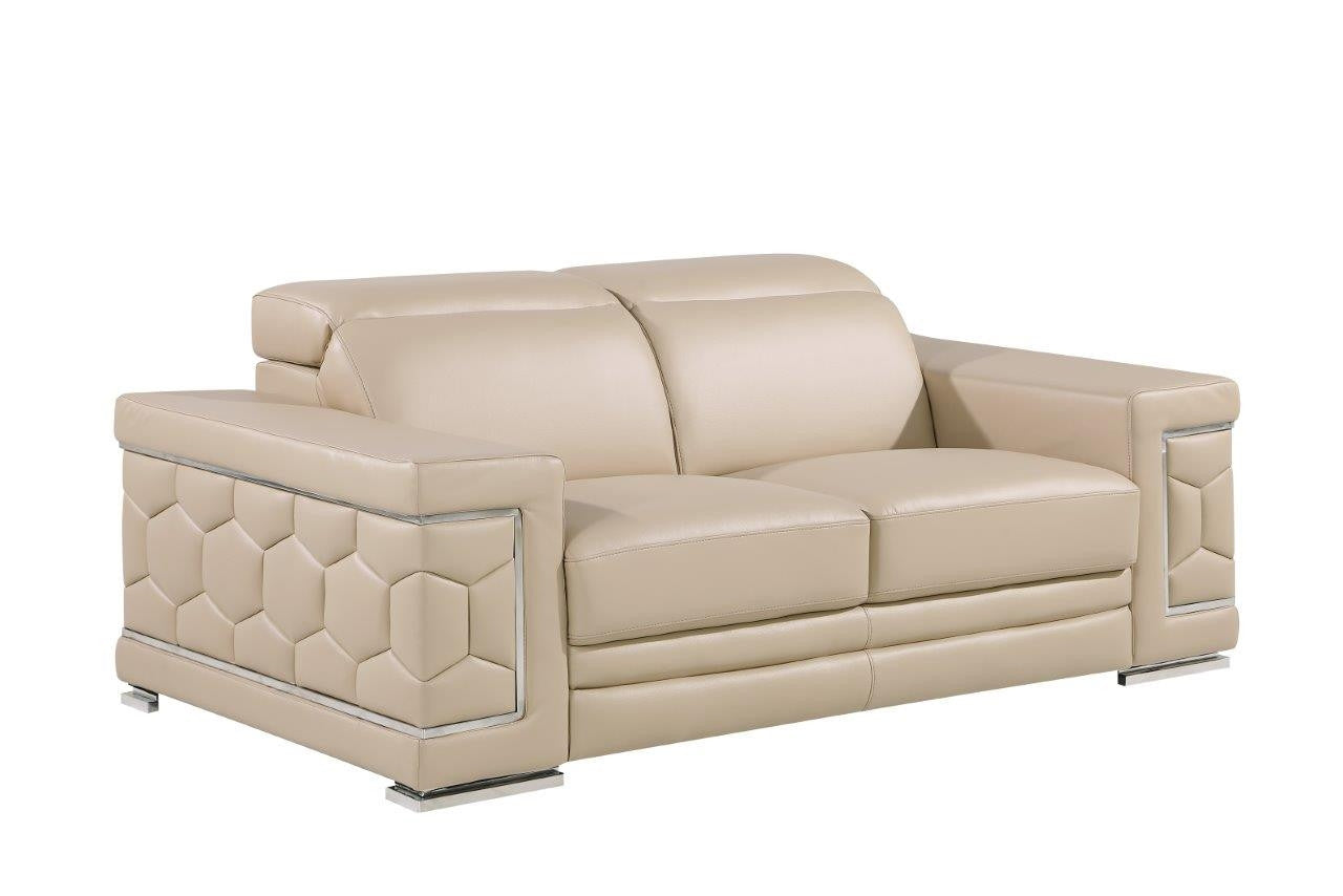 71" Geometric Leather Loveseat