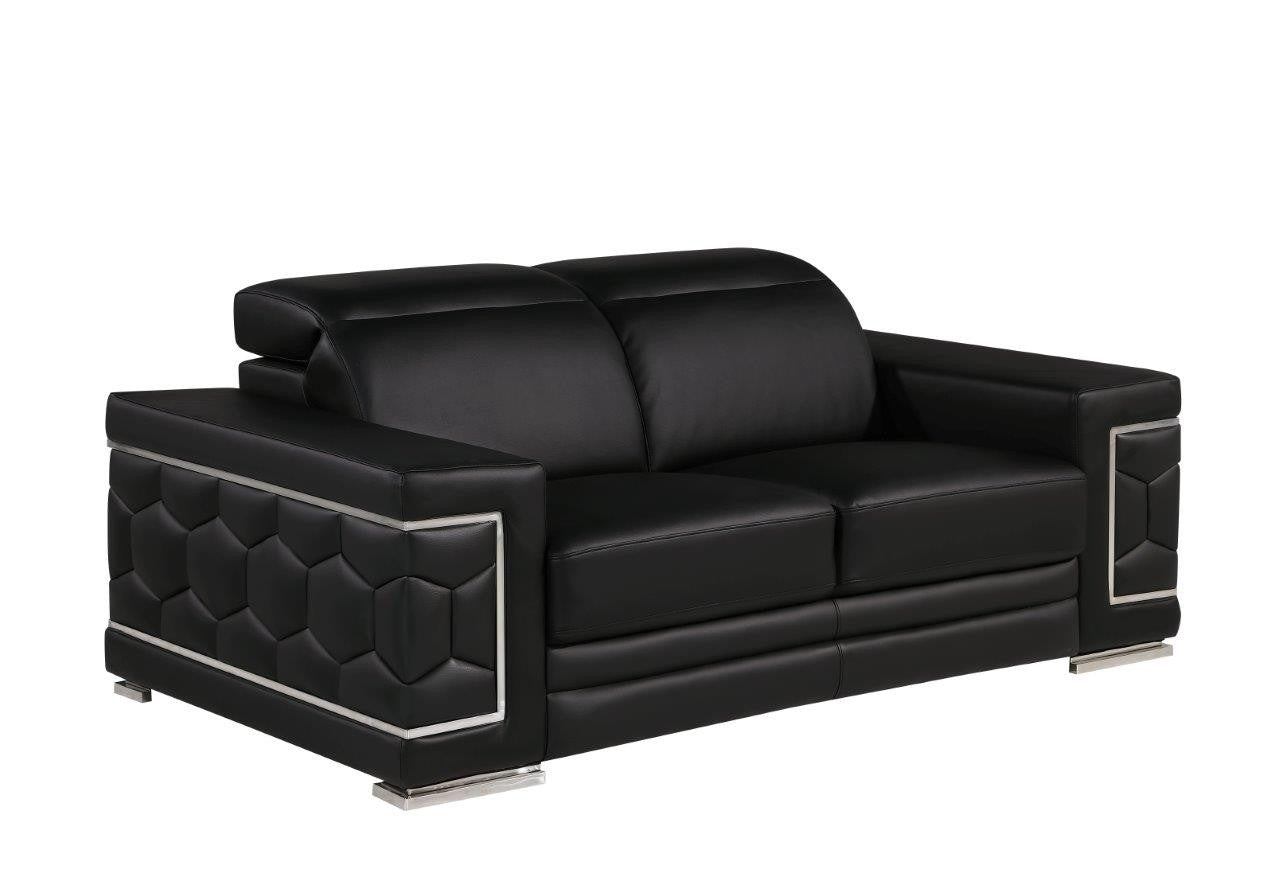 71" Geometric Leather Loveseat