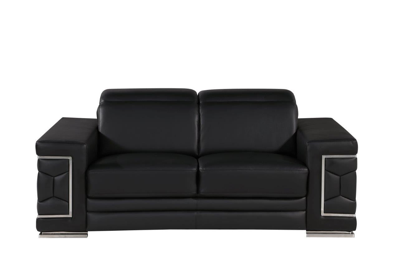 71" Geometric Leather Loveseat