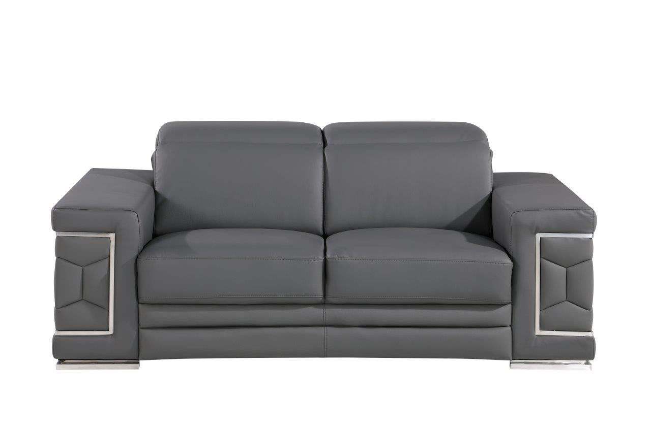 71" Geometric Leather Loveseat