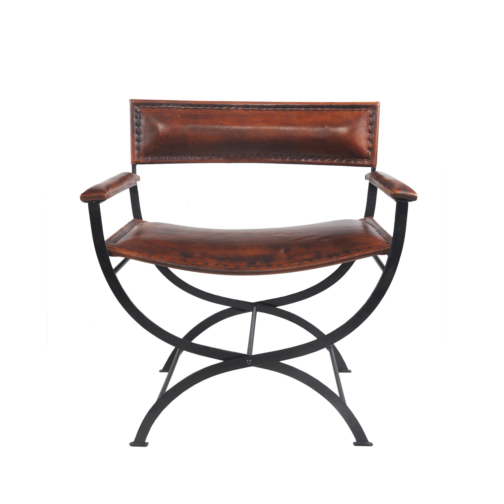 29" Brown and Black Leather Director's Chair