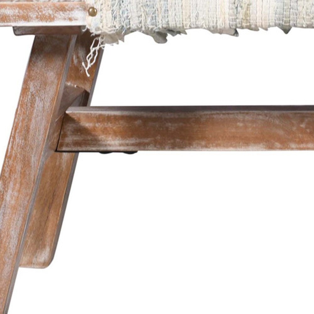 50" Brown Wood Cotton Cloth Bench