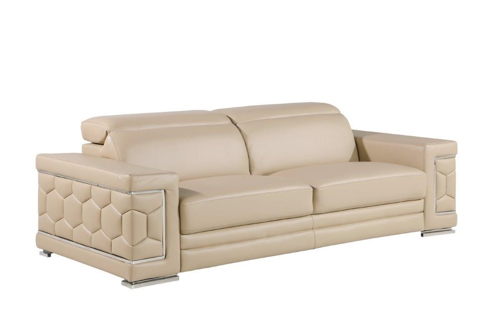 89" Geometric Leather Sofa