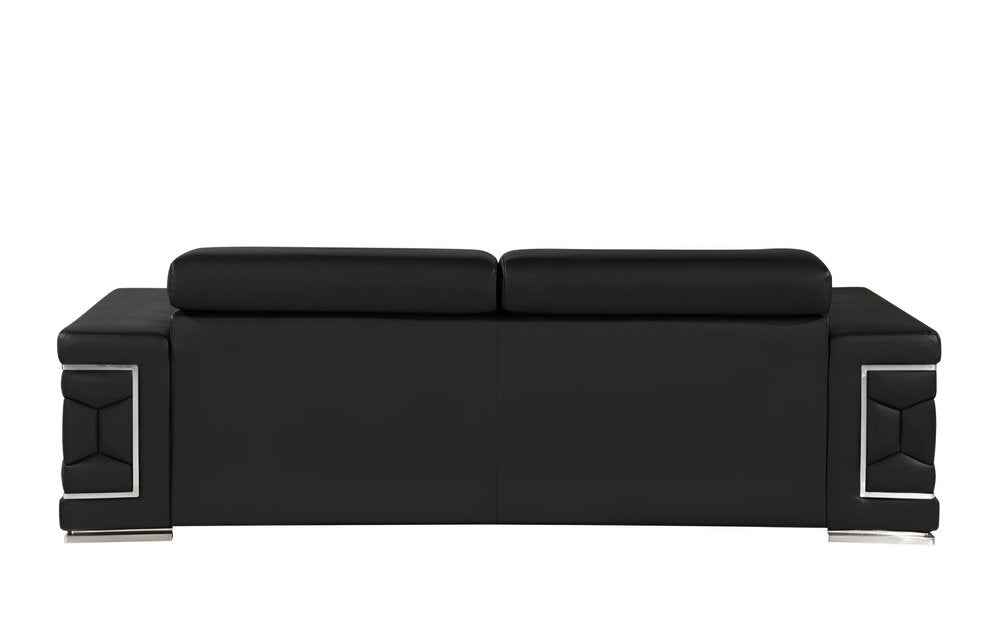 89" Geometric Leather Sofa