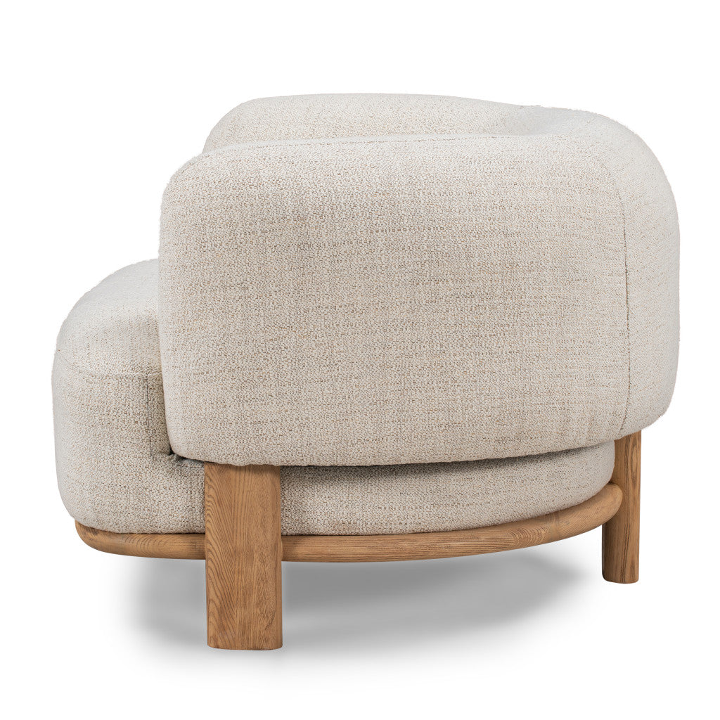 39" Cream Modern Wood Barrel Chair