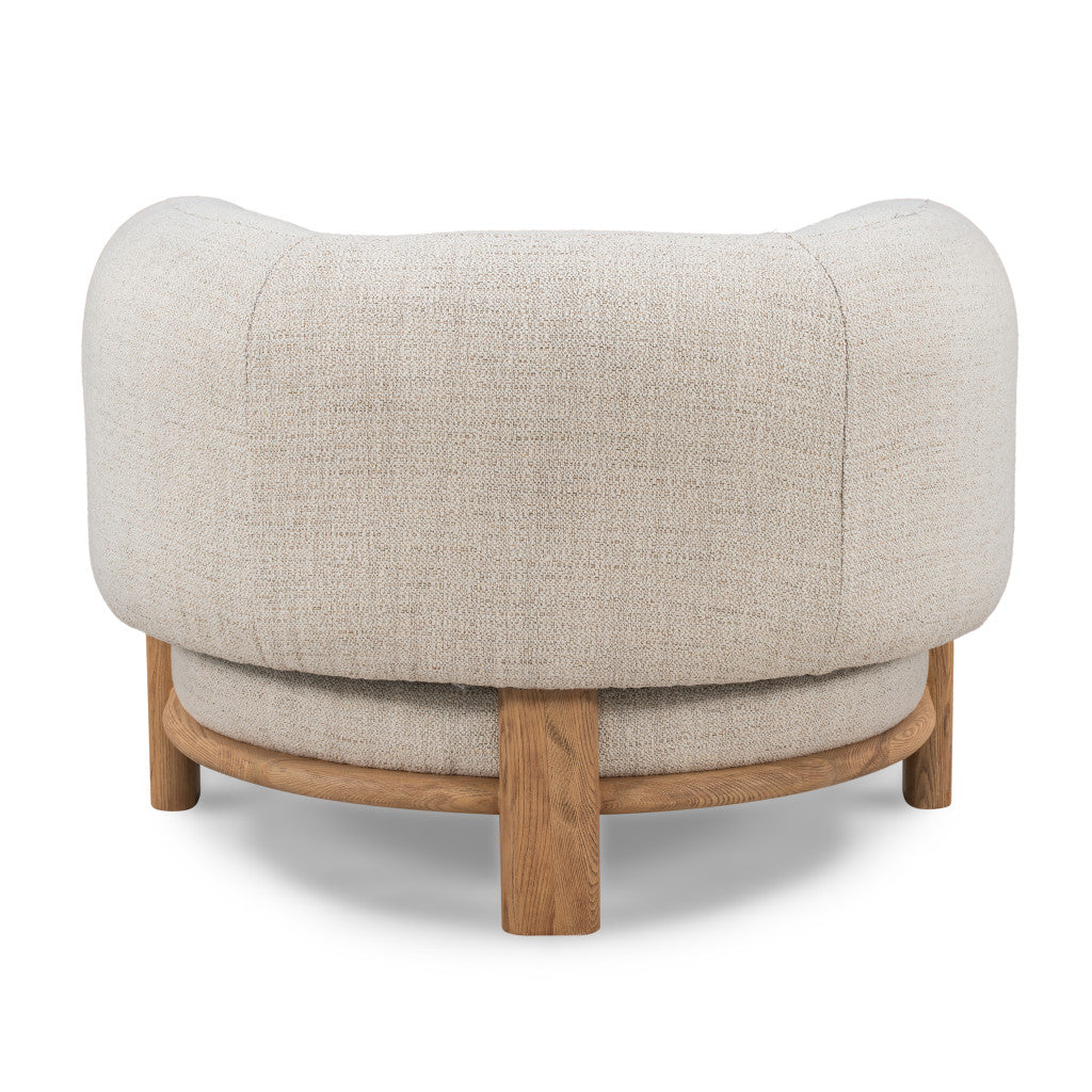 39" Cream Modern Wood Barrel Chair