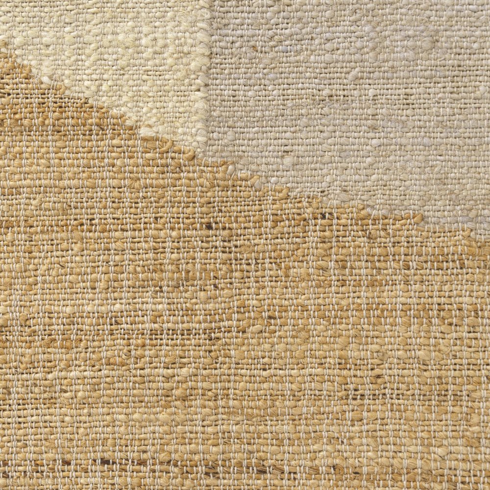 Beige and Ivory Abstract Jute Rug with Fringe Tassels