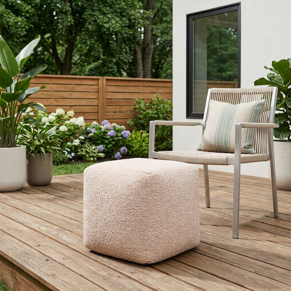 18" Outdoor Cube Pouf Ottoman