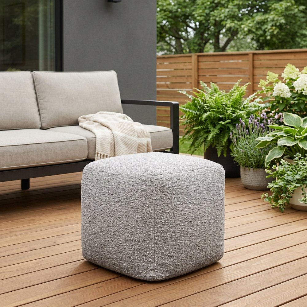 18" Outdoor Cube Pouf Ottoman